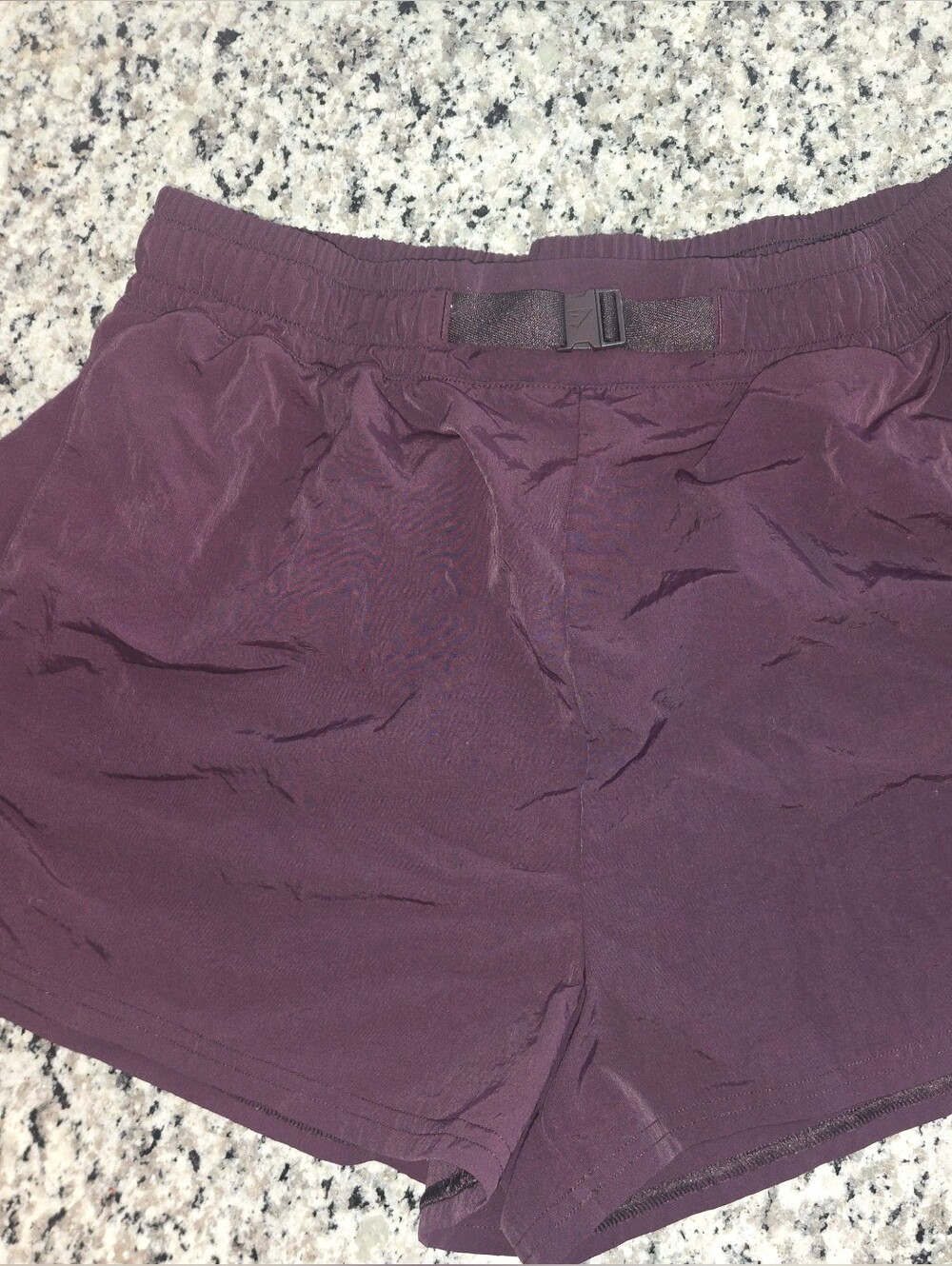 Gymshark Buckle Waisted Shorts Plum Brown - Picture 2 of 3